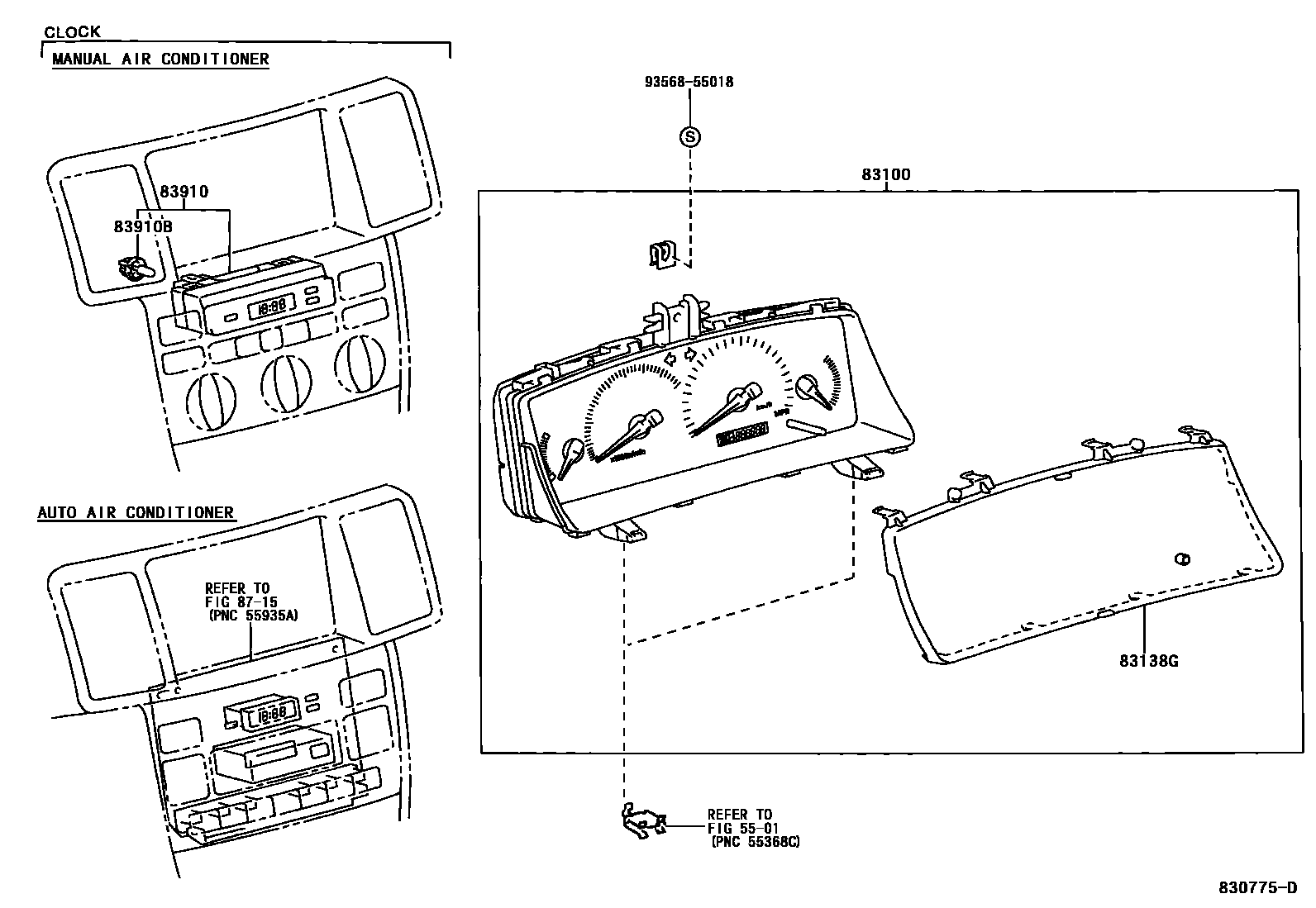 Toyota COROLLA 仪表 EPC diagram — 830775D