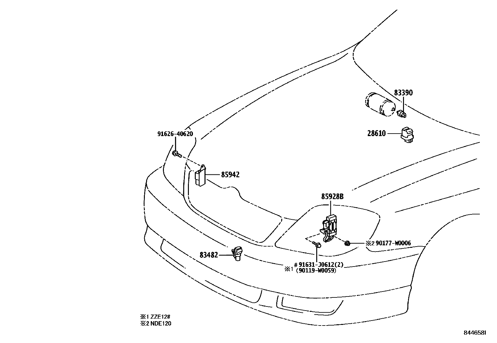 Toyota COROLLA 开关和继电器和ECU EPC diagram — 844658I