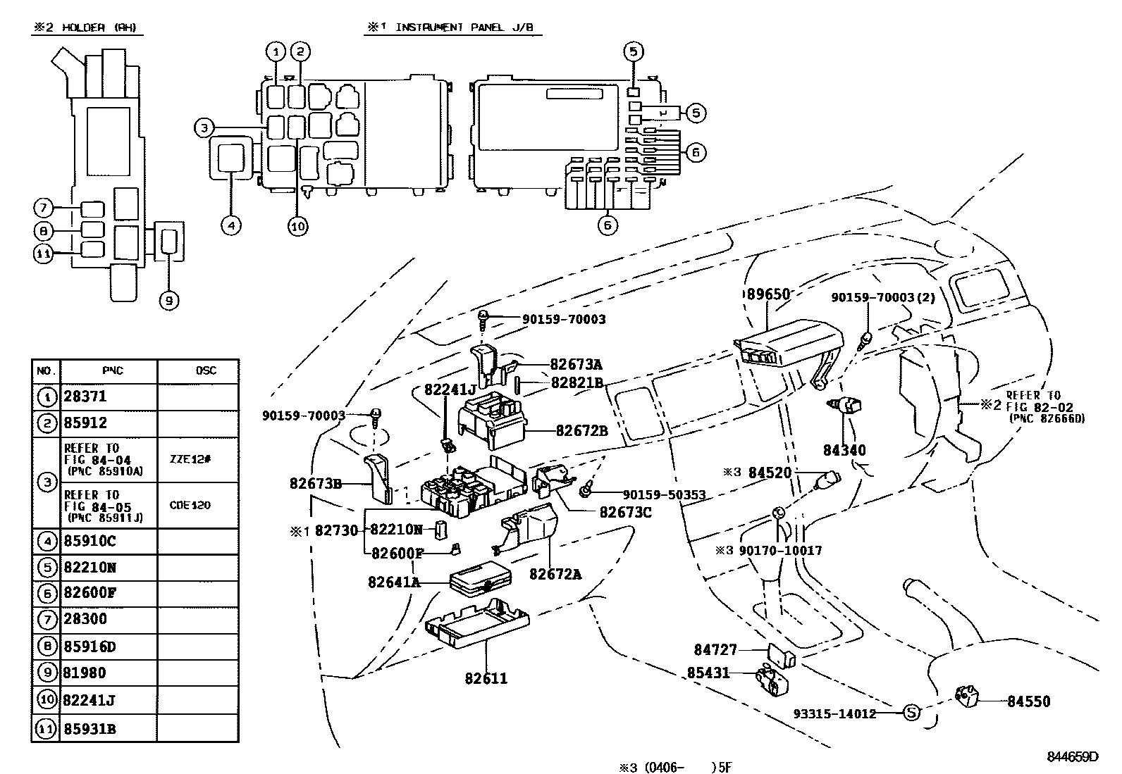 Toyota COROLLA 开关和继电器和ECU EPC diagram — 844659D