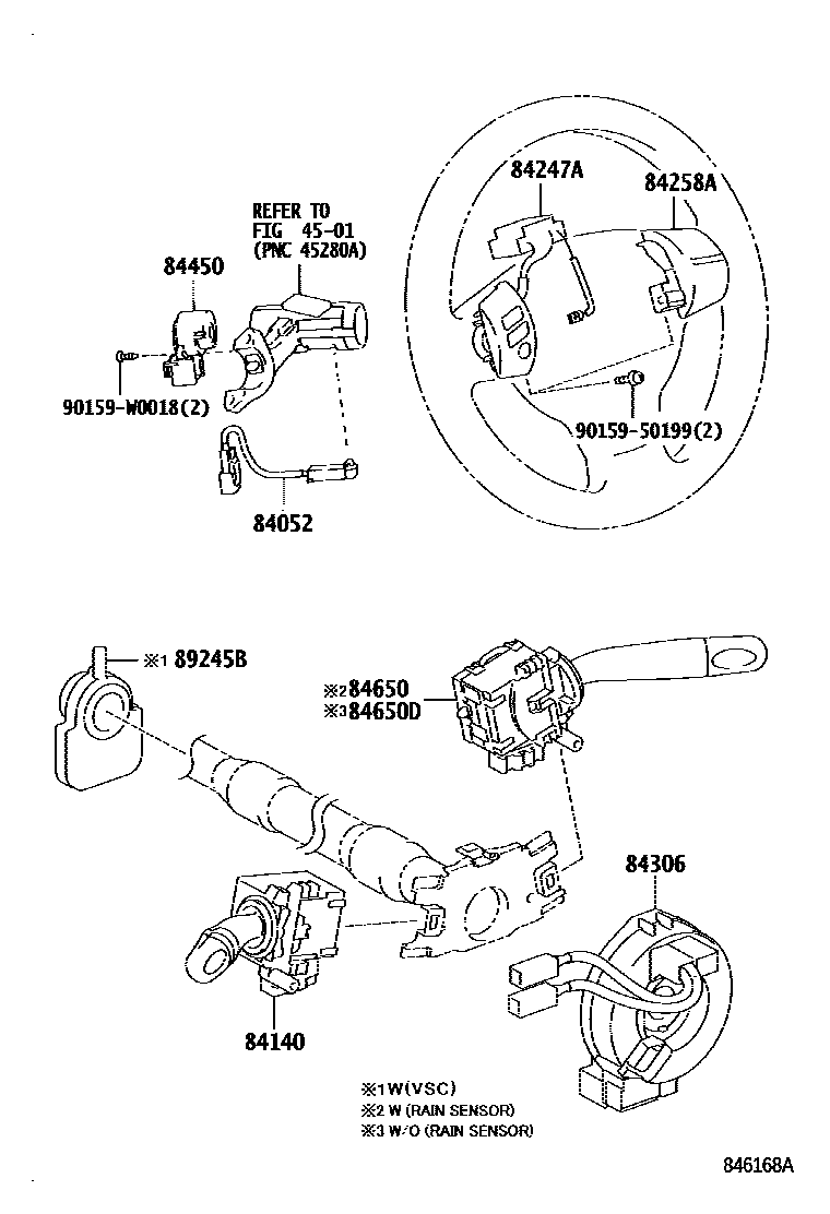 Toyota COROLLA 开关和继电器和ECU EPC diagram — 846168A