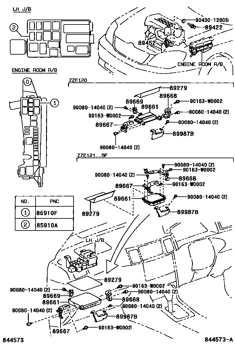 Toyota COROLLA 电子燃油喷射系统 EPC diagram — 844573A