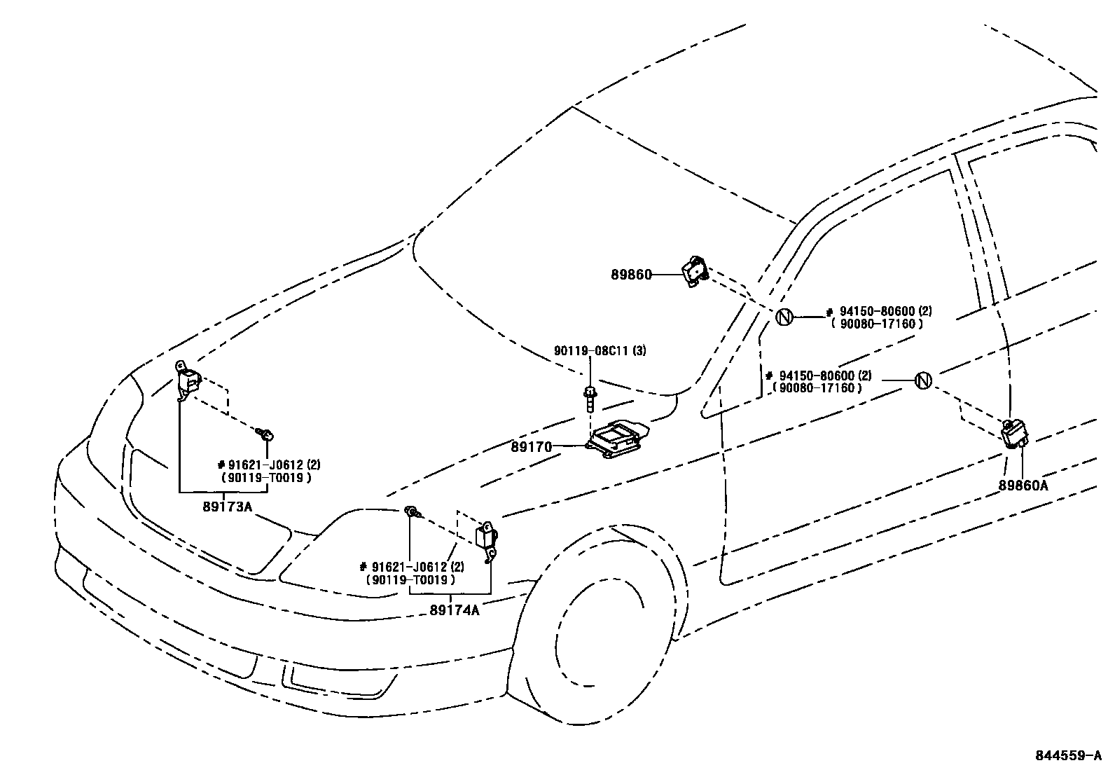Toyota COROLLA 空气囊 EPC diagram — 844559A