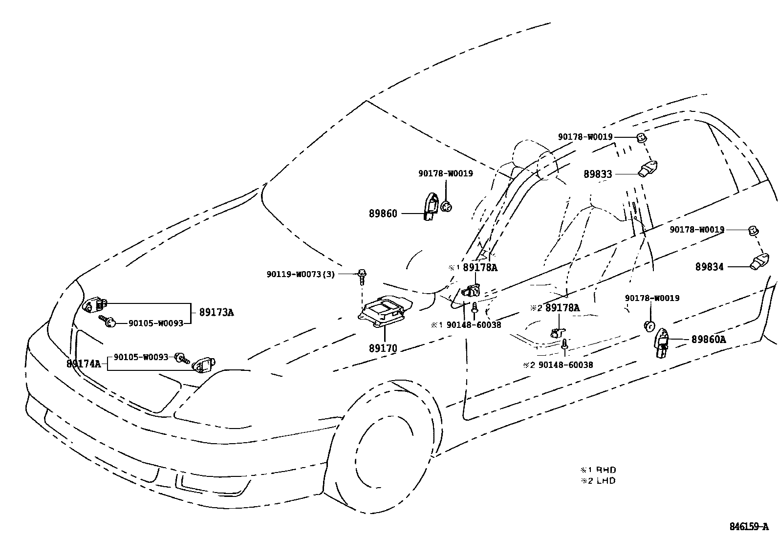 Toyota COROLLA 空气囊 EPC diagram — 846159A