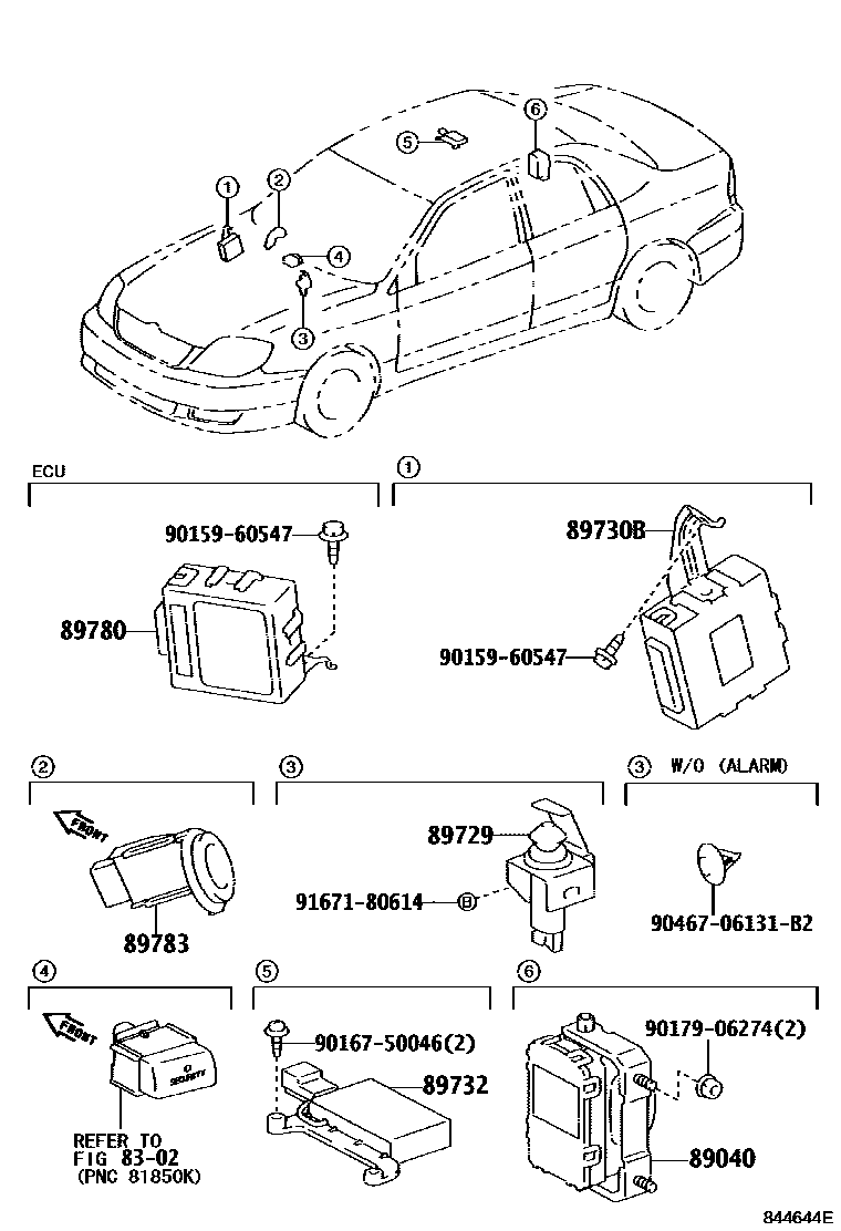 Toyota COROLLA 防盗装置 EPC diagram — 844644E