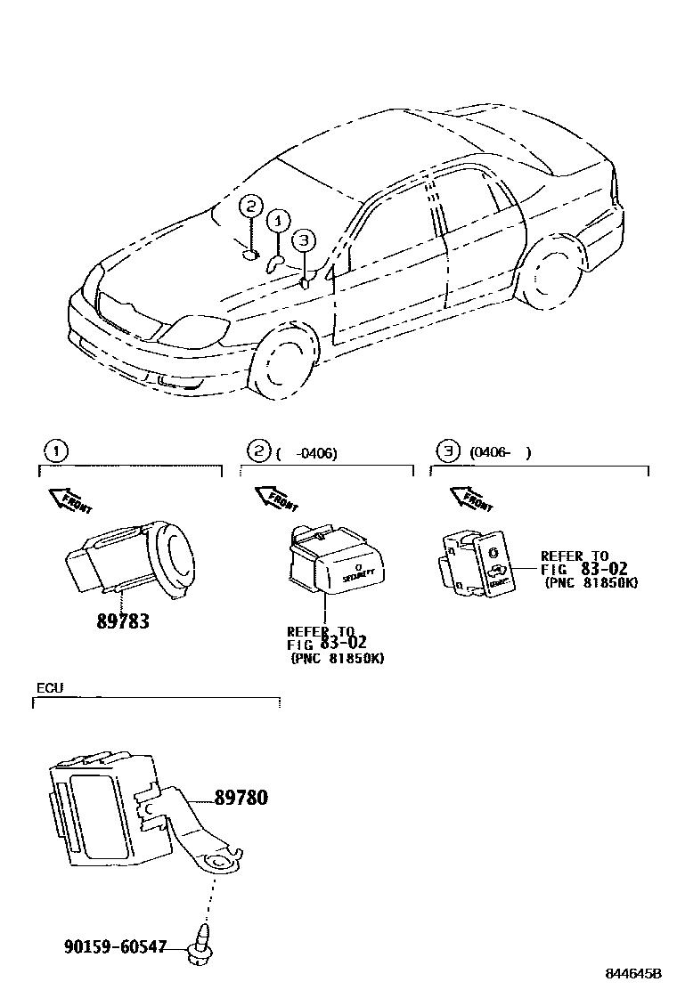 Toyota COROLLA 防盗装置 EPC diagram — 844645B