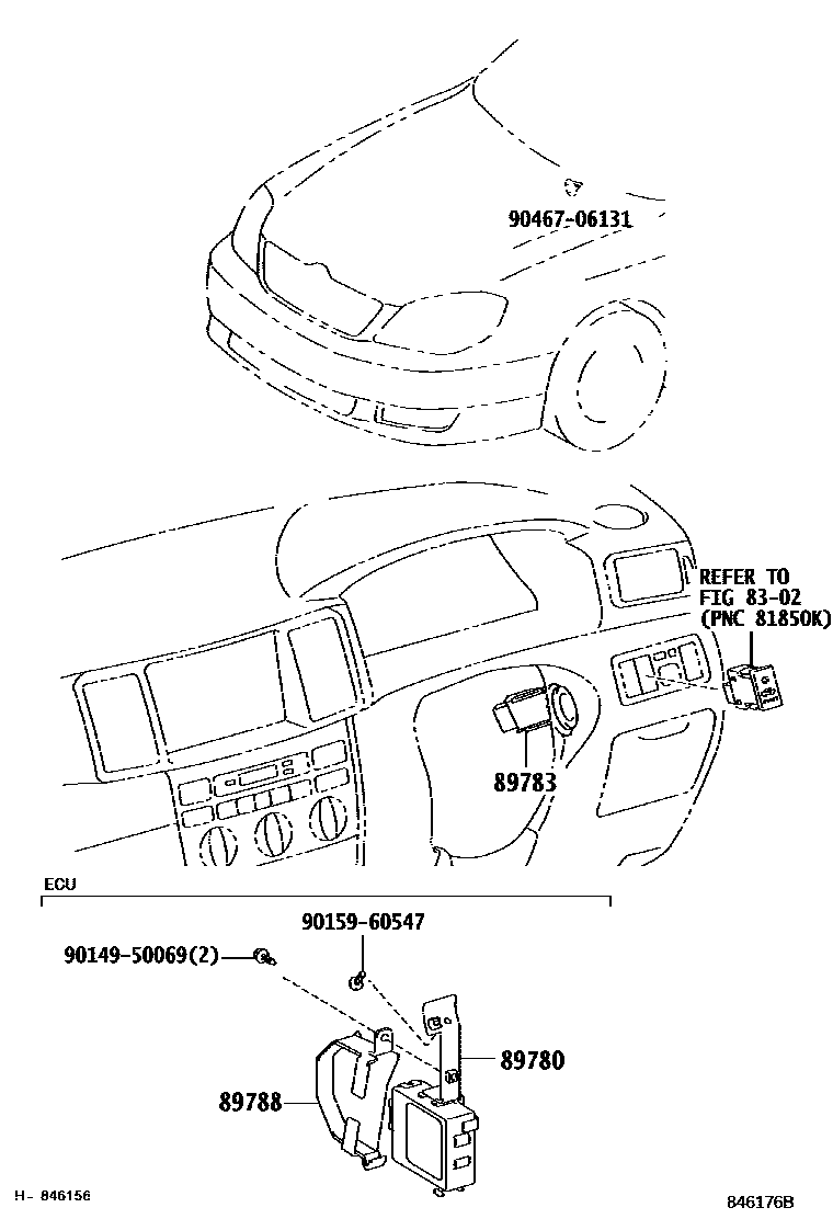 Toyota COROLLA 防盗装置 EPC diagram — 846176B