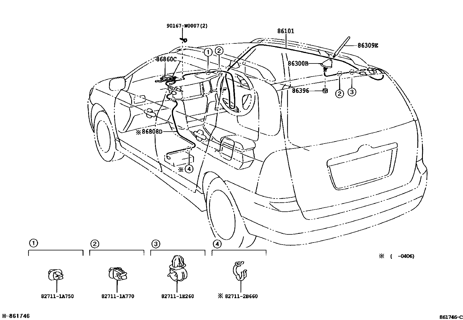 Toyota COROLLA antenna EPC diagram — 861746C