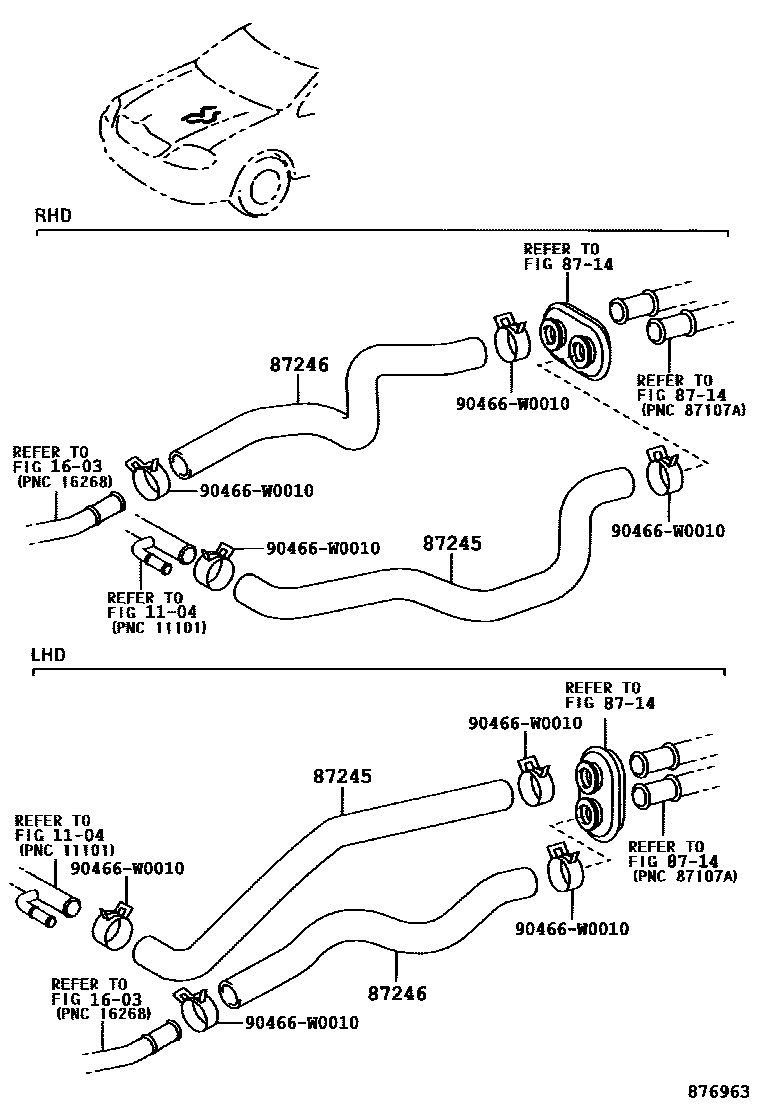 Toyota COROLLA 暖风和空调系统 - 水管 EPC diagram — 876963
