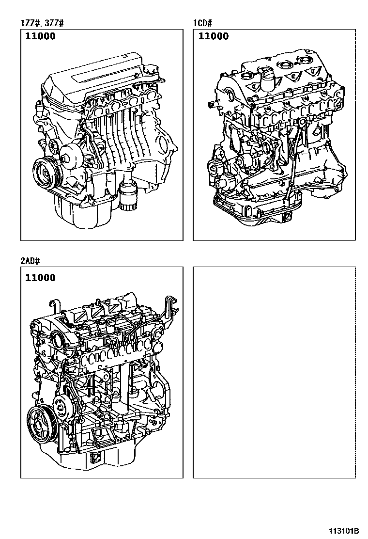 Toyota COROLLA Partial Engine Assembly EPC diagram — 113101B