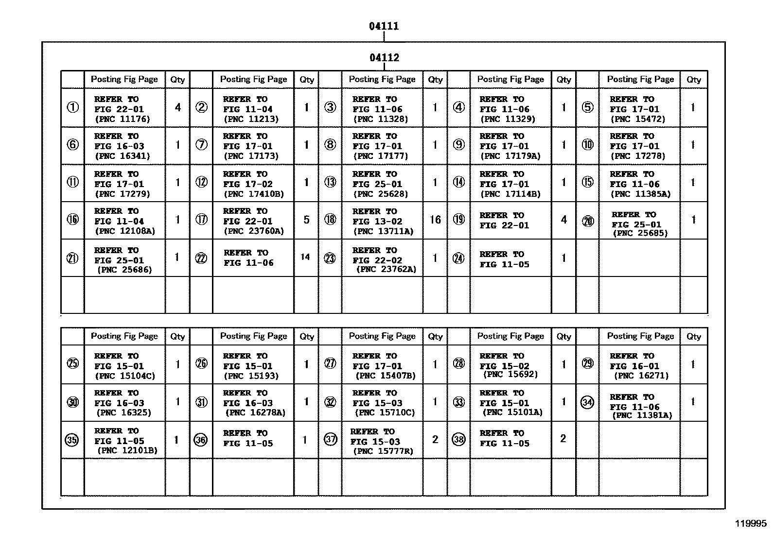 Toyota COROLLA Engine Overhaul Gasket Kit EPC diagram — 119995