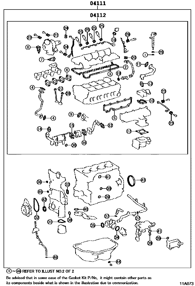 Toyota COROLLA Engine Overhaul Gasket Kit EPC diagram — 11A073