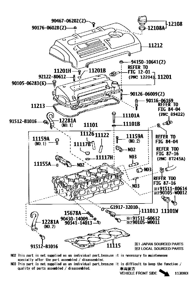 Toyota COROLLA Cylinder Head EPC diagram — 113080I