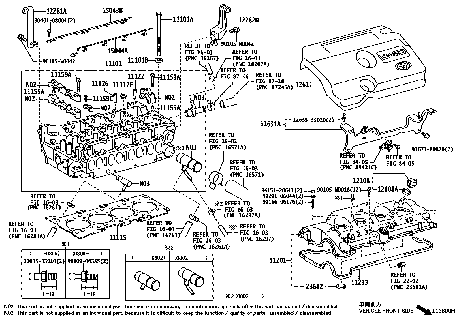Toyota COROLLA Cylinder Head EPC diagram — 113800H
