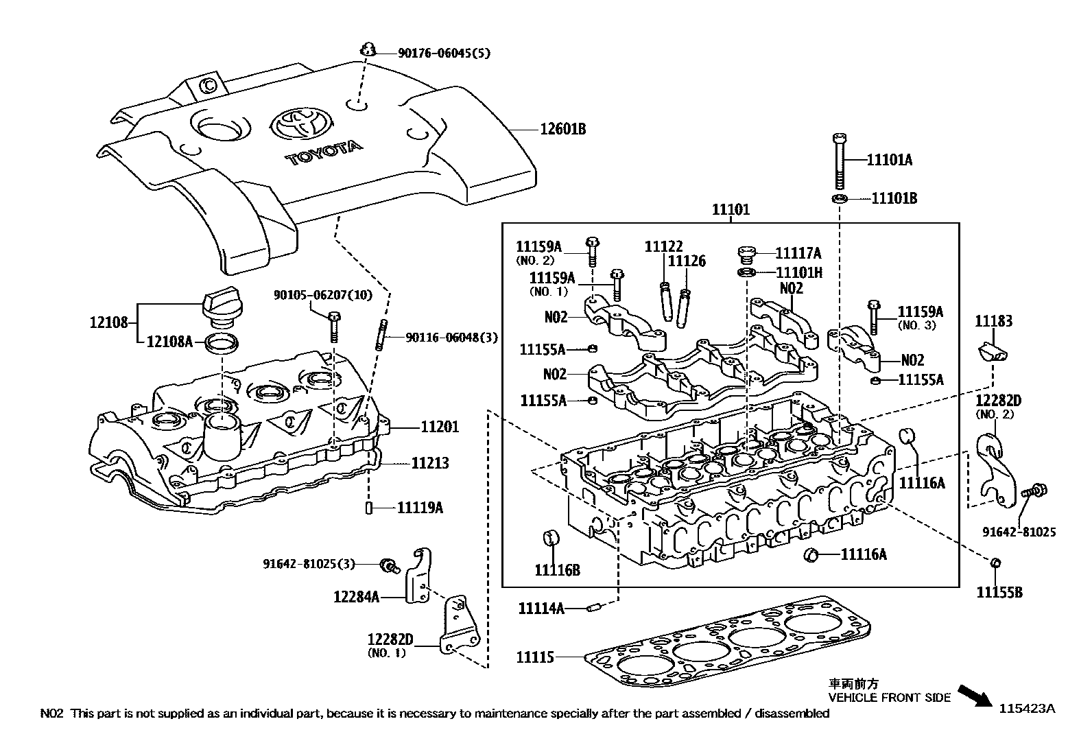 Toyota COROLLA Cylinder Head EPC diagram — 115423A