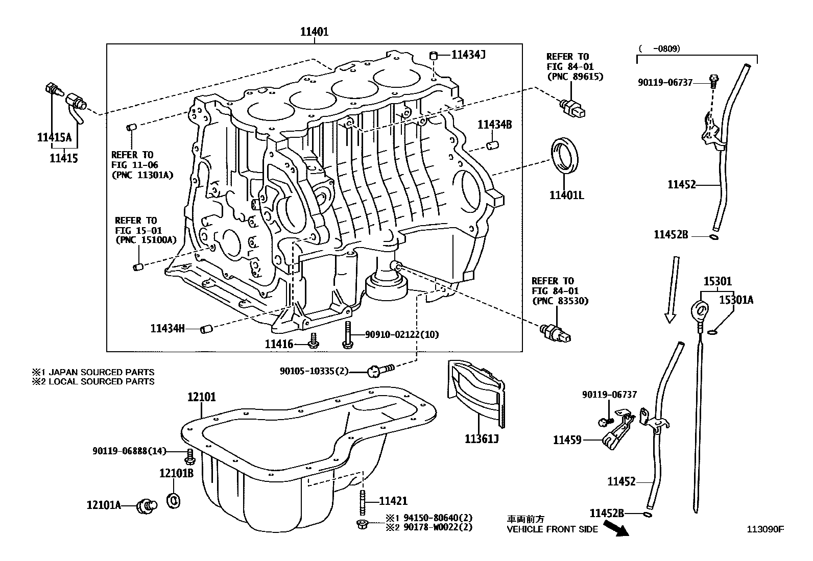 Toyota COROLLA Cylinder Block EPC diagram — 113090F