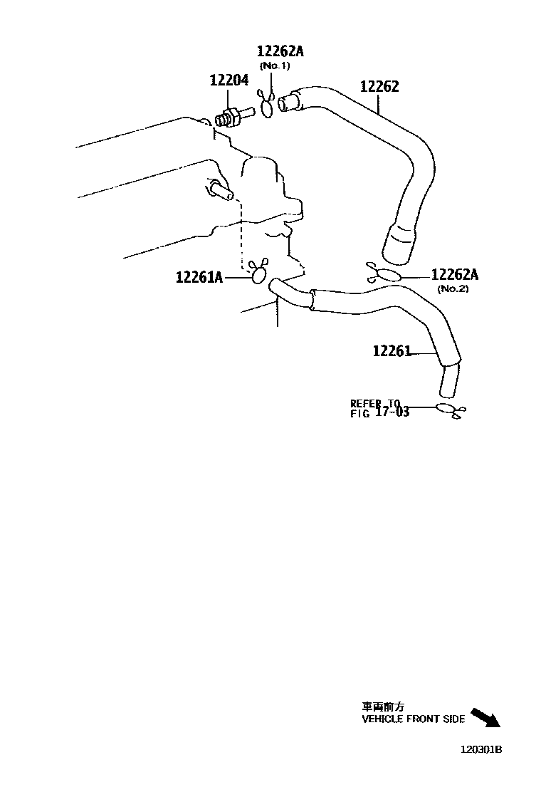 Toyota COROLLA Ventilation Hose EPC diagram — 120301B