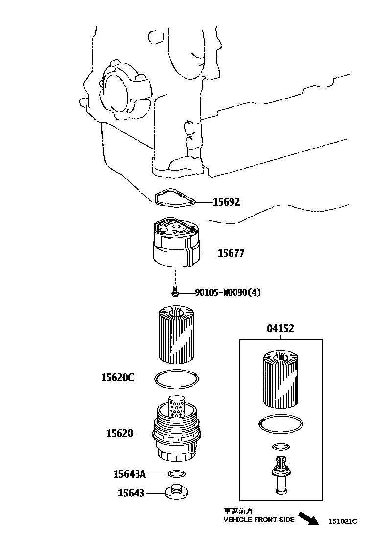 Toyota COROLLA Oil Filter EPC diagram — 151021C
