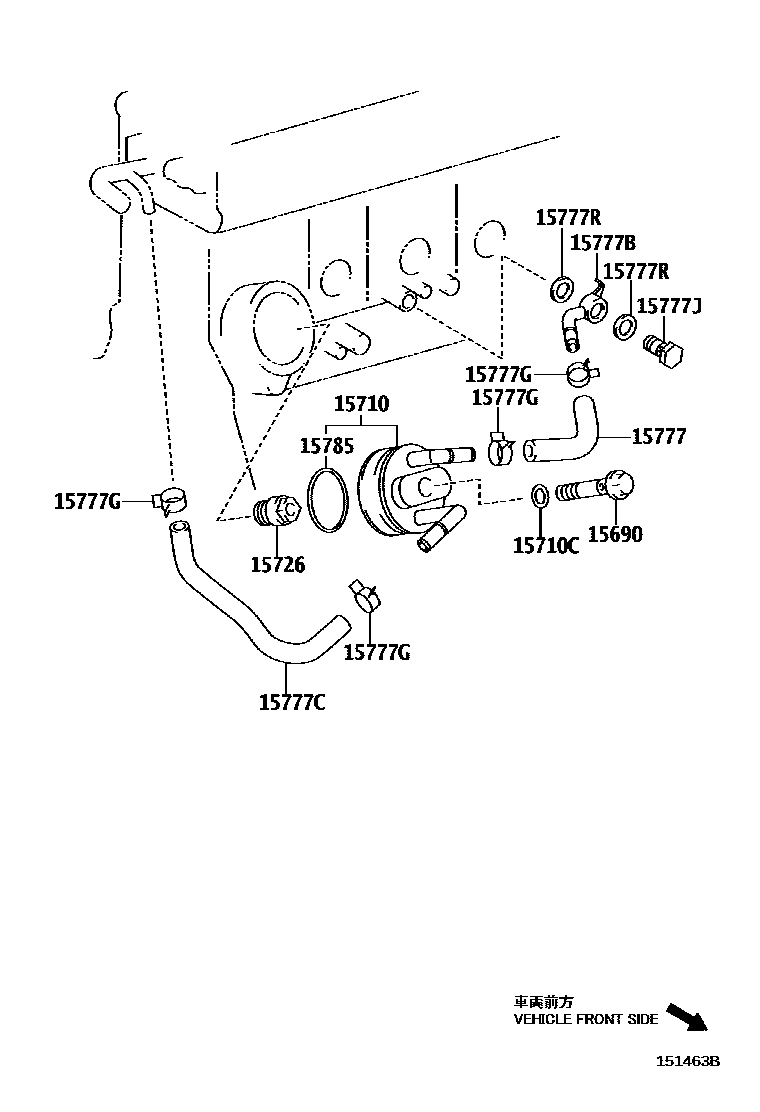 Toyota COROLLA Engine Oil Cooler EPC diagram — 151463B