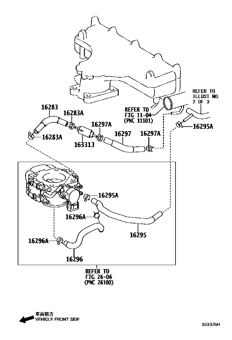 Toyota COROLLA RADIATOR & WATER OUTLET EPC diagram — 163376H