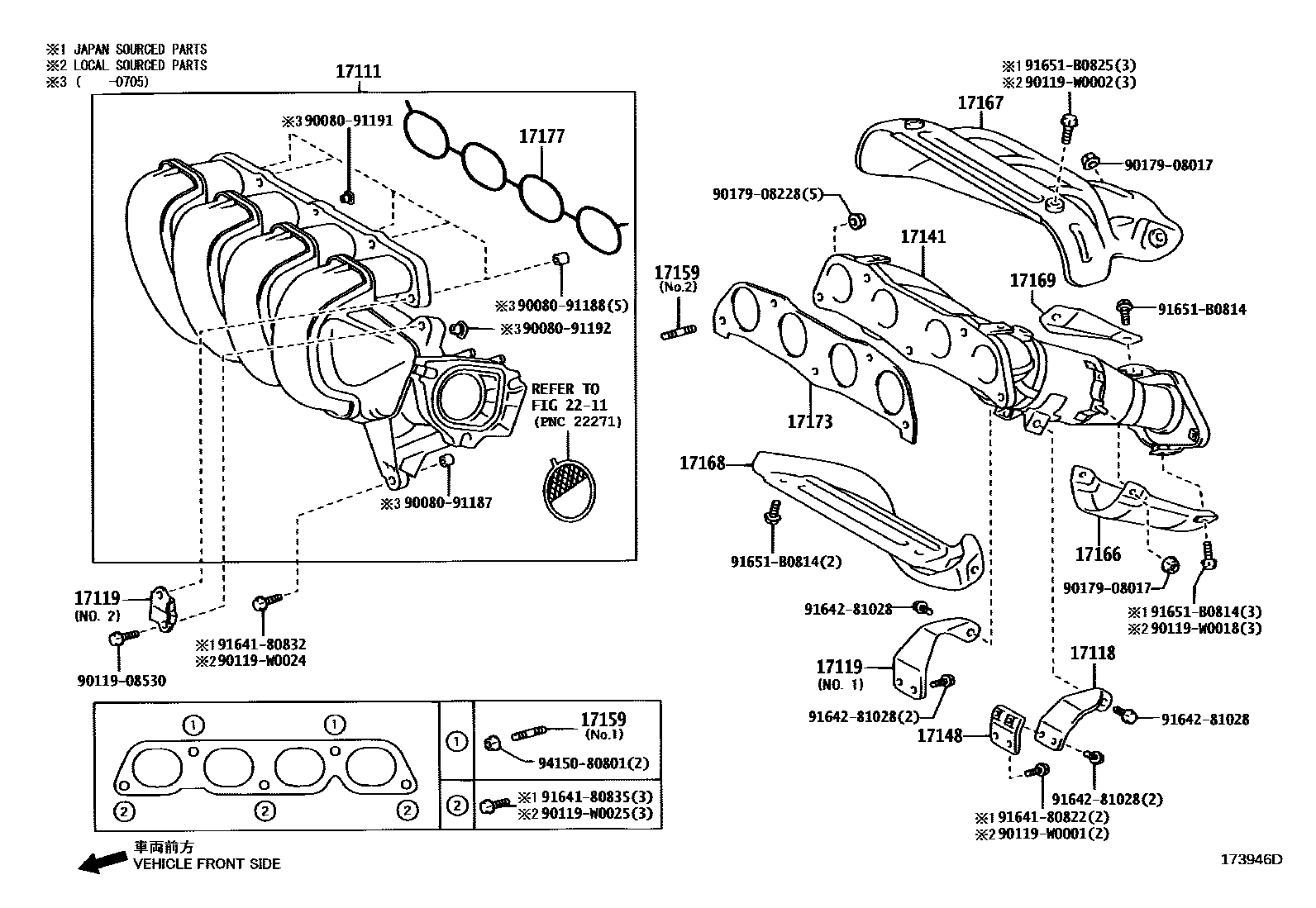 Toyota COROLLA Manifold EPC diagram — 173946D
