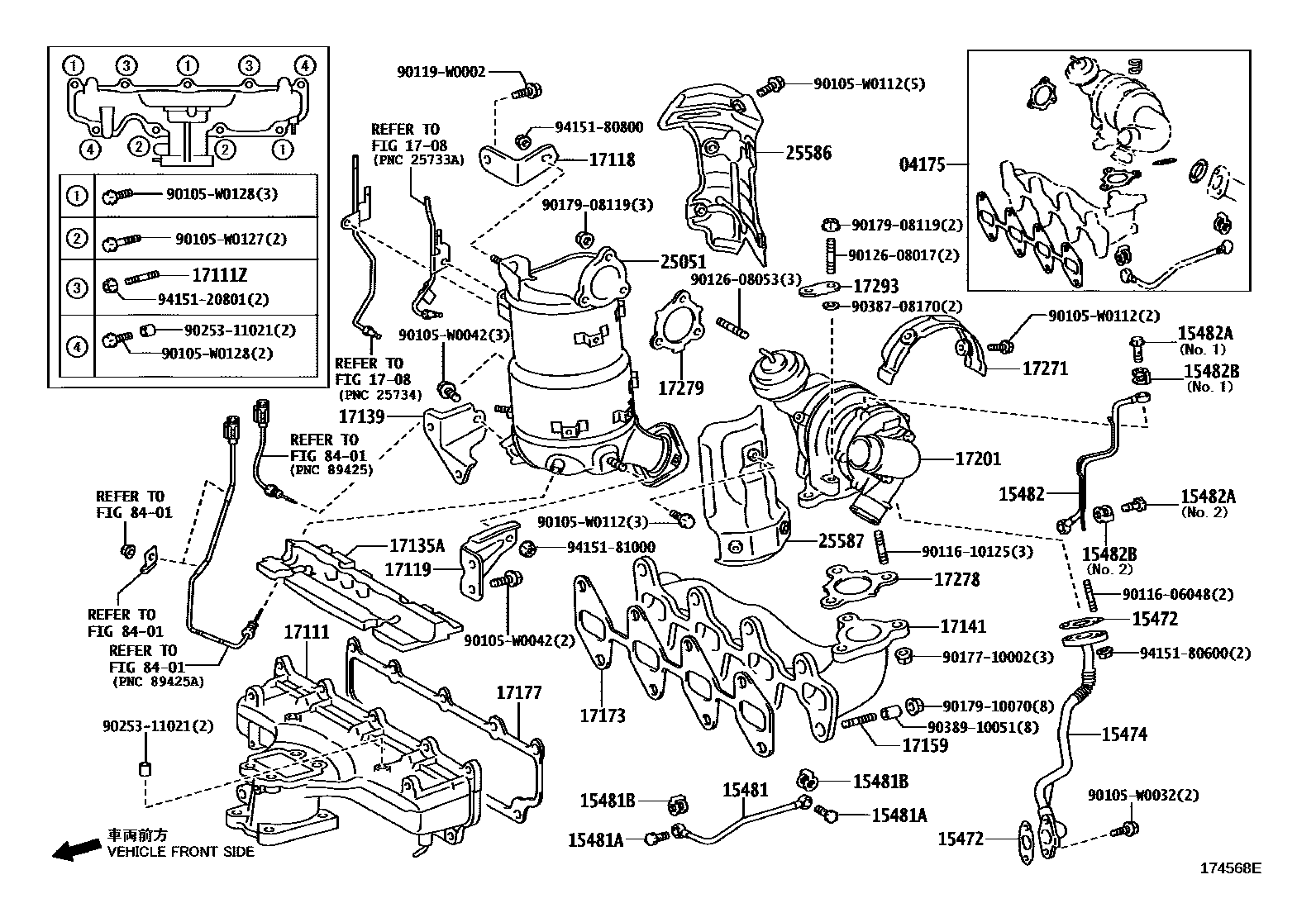 Toyota COROLLA Manifold EPC diagram — 174568E