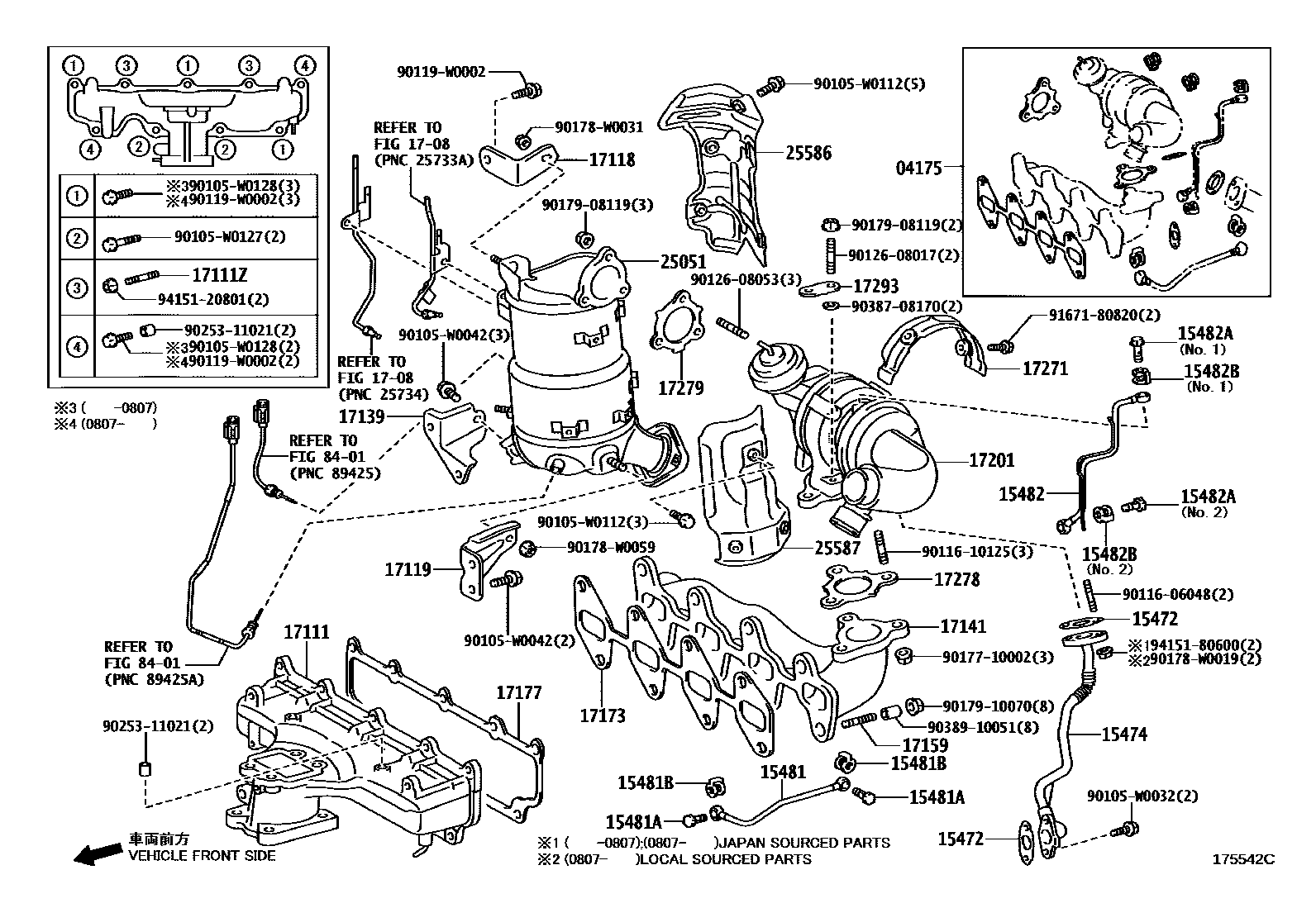 Toyota COROLLA Manifold EPC diagram — 175542C