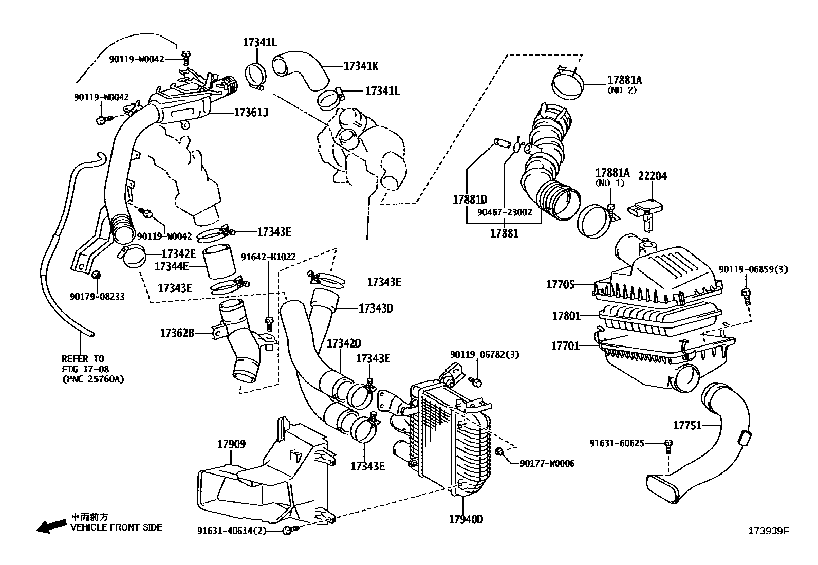 Toyota COROLLA Air Cleaner EPC diagram — 173939F