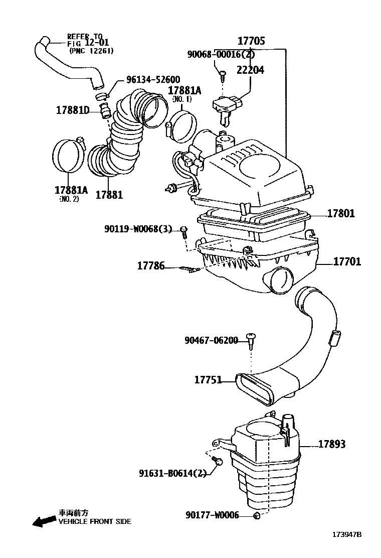 Toyota COROLLA Air Cleaner EPC diagram — 173947B