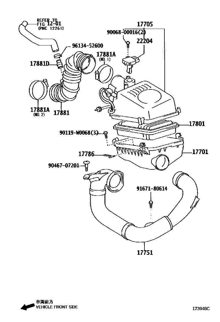Toyota COROLLA Air Cleaner EPC diagram — 173948C