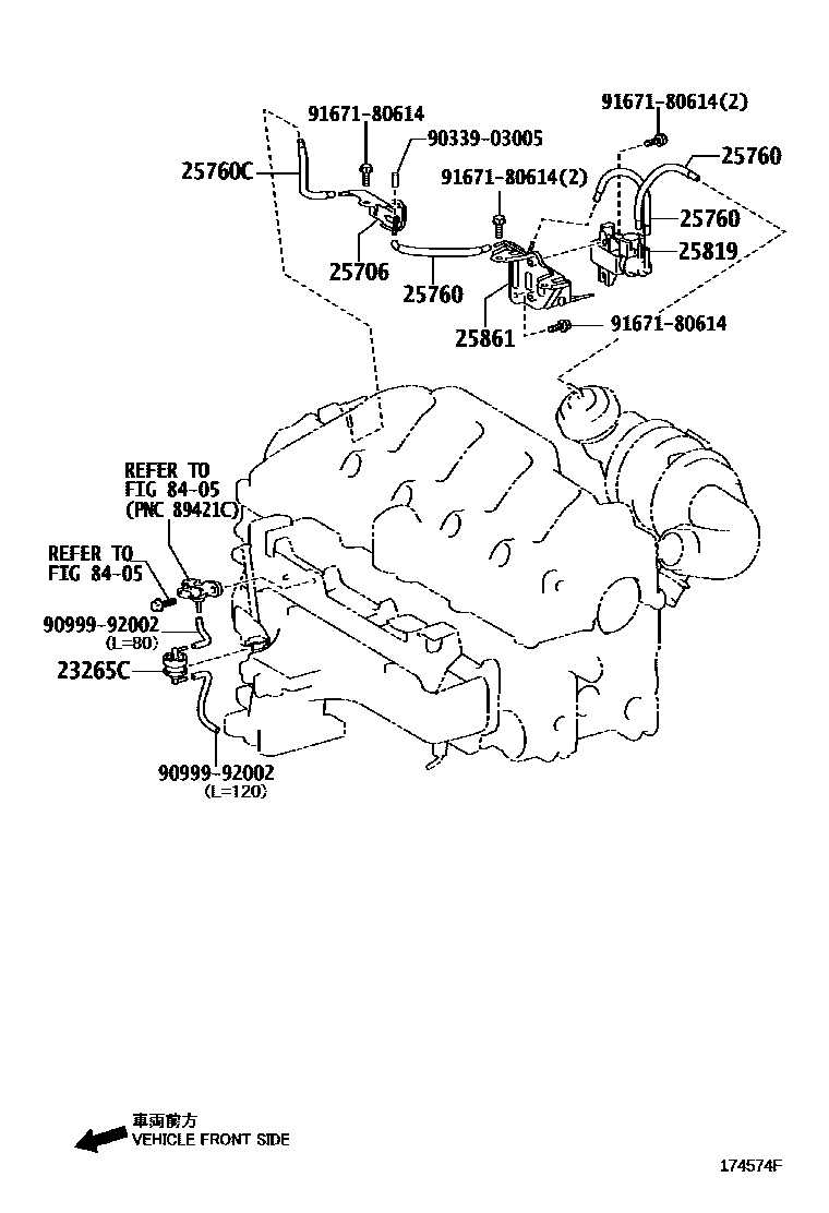 Toyota COROLLA vacuum tube EPC diagram — 174574F