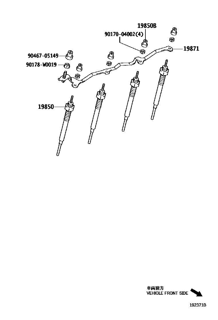 Toyota COROLLA 点火线圈和火花塞 EPC diagram — 192371B