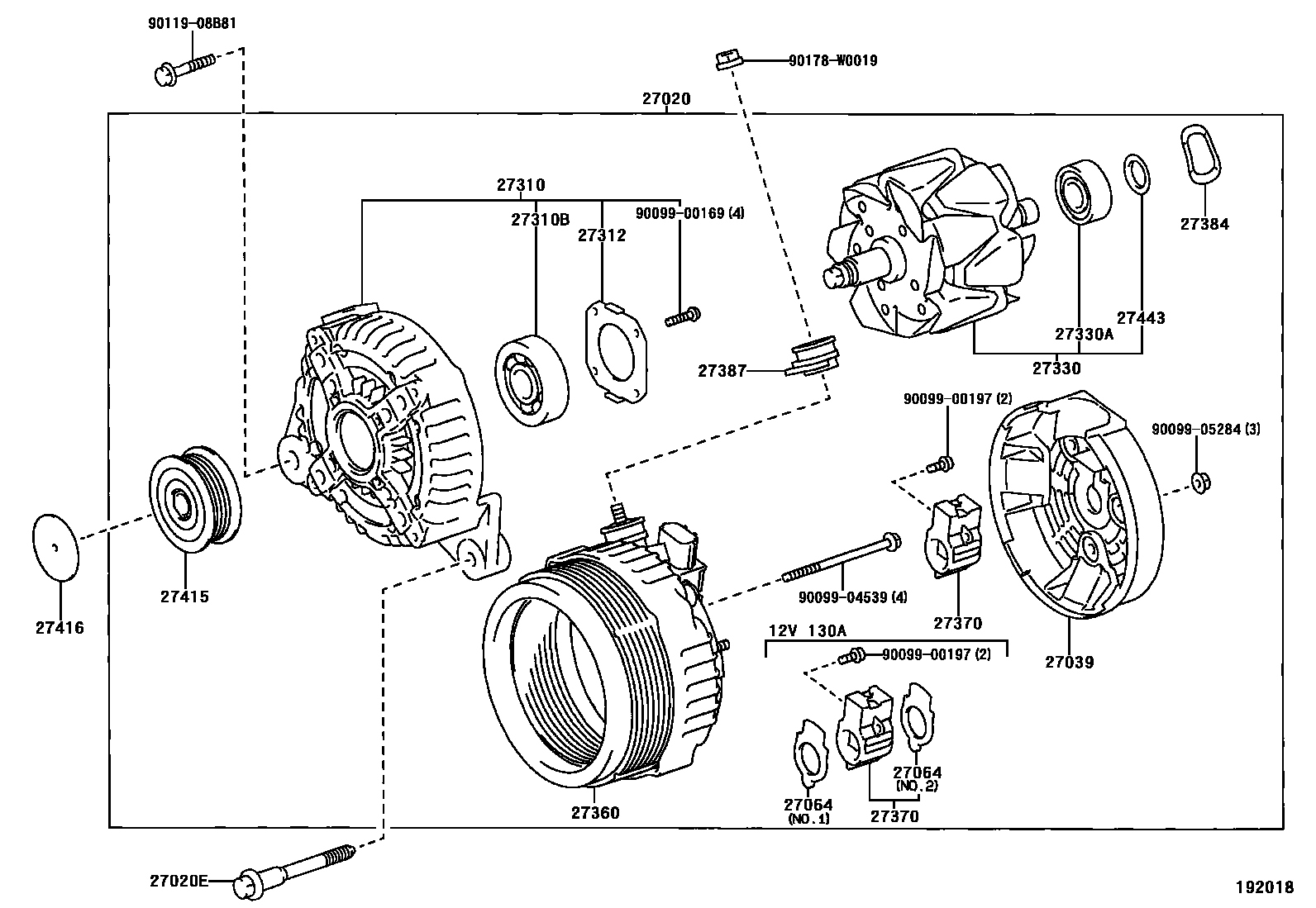 Toyota COROLLA Alternator EPC diagram — 192018