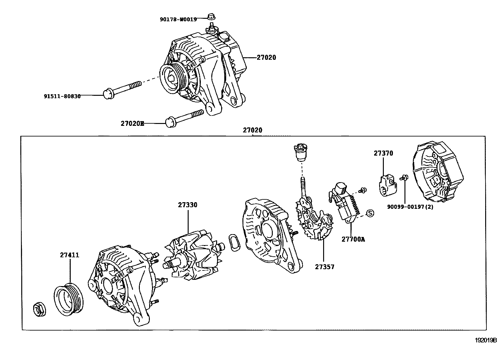 Toyota COROLLA Alternator EPC diagram — 192019B