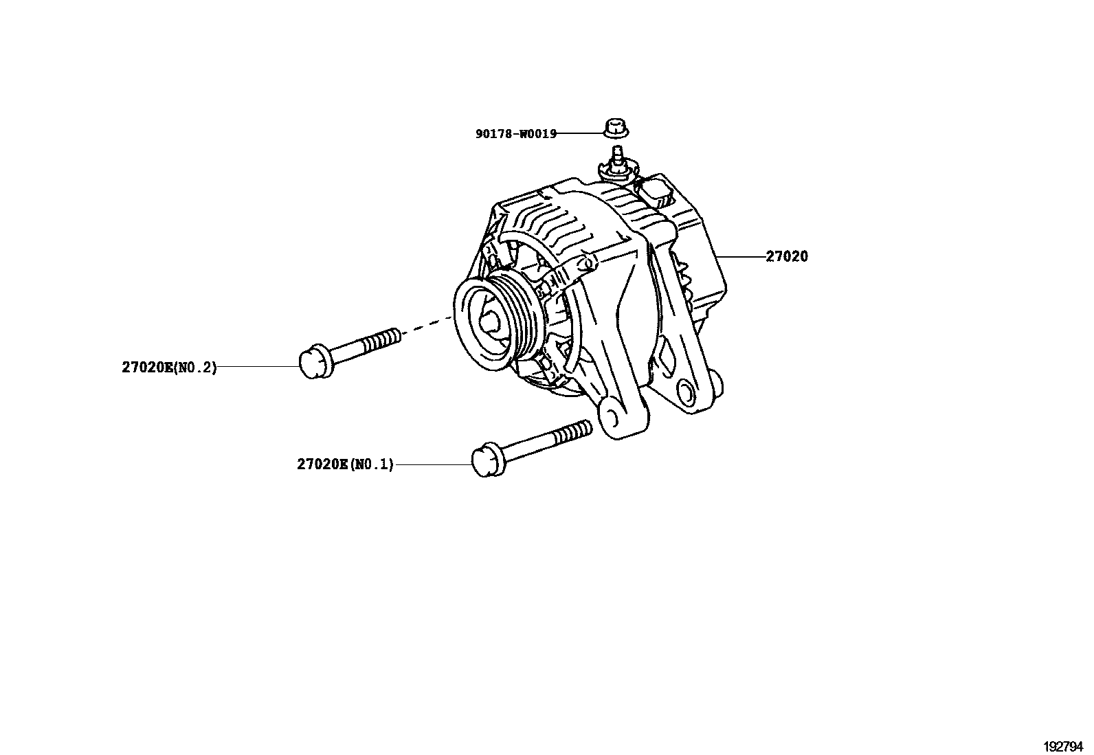 Toyota COROLLA Alternator EPC diagram — 192845