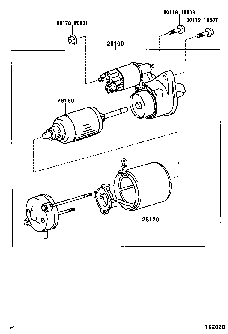 Toyota COROLLA 起动机 EPC diagram — 192020