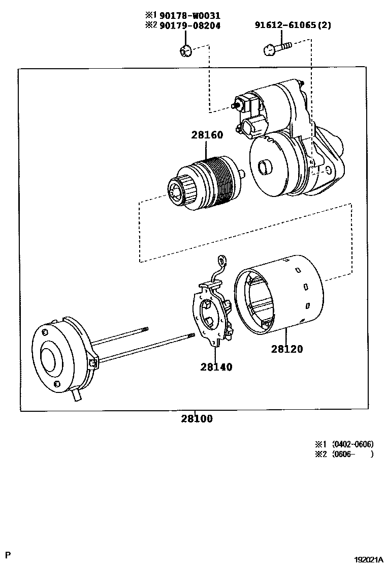 Toyota COROLLA 起动机 EPC diagram — 192021A