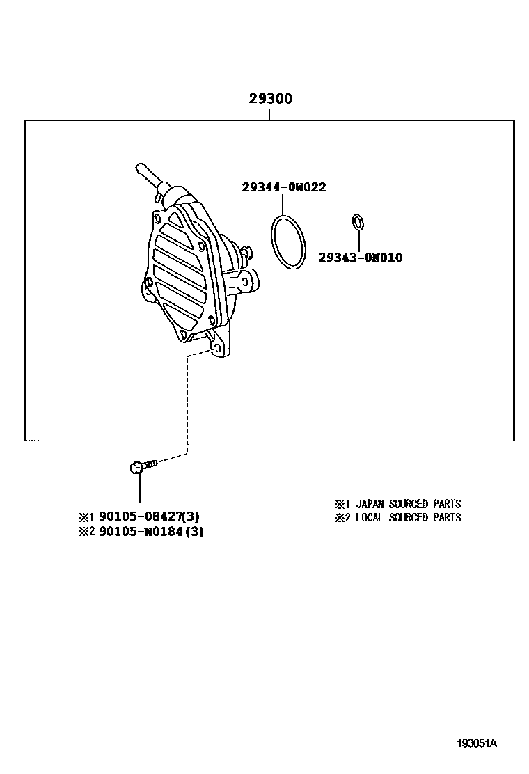 Toyota COROLLA 真空泵 EPC diagram — 193051A