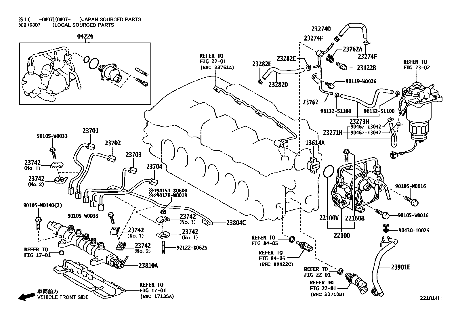 Toyota COROLLA 喷油泵总成 EPC diagram — 221814H