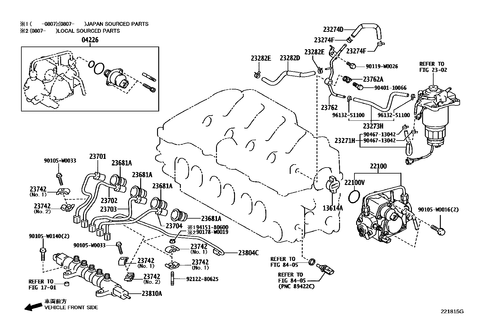 Toyota COROLLA 喷油泵总成 EPC diagram — 221815G