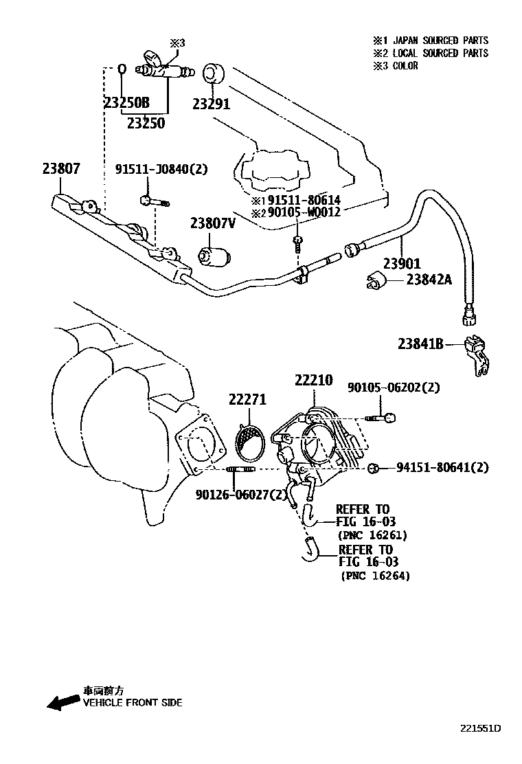 Toyota COROLLA 燃油喷射系统 EPC diagram — 221551D