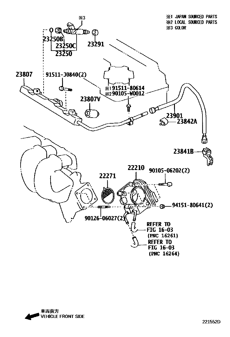 Toyota COROLLA 燃油喷射系统 EPC diagram — 221552D