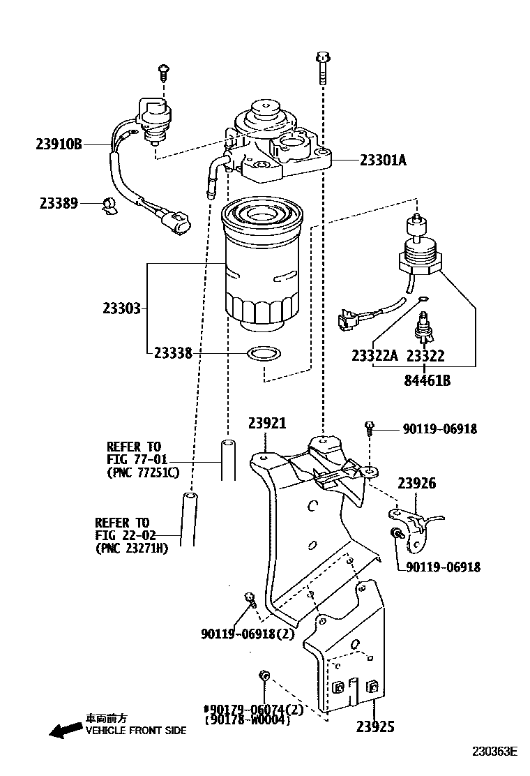 Toyota COROLLA fuel filter EPC diagram — 230363E