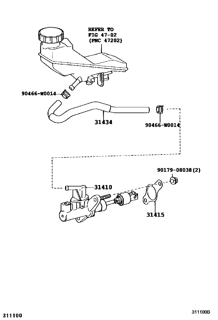 Toyota COROLLA 离合器总泵 EPC diagram — 311100B