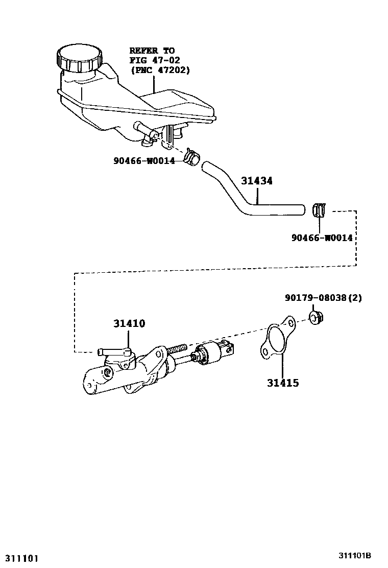 Toyota COROLLA 离合器总泵 EPC diagram — 311101B