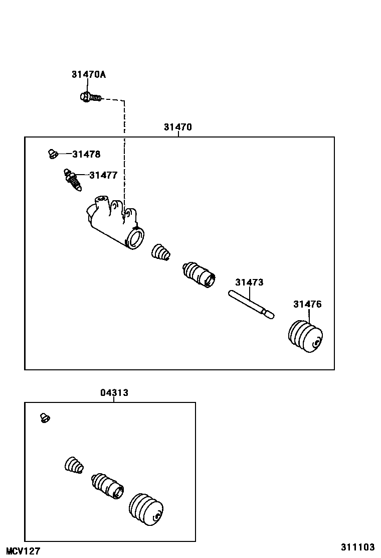 Toyota COROLLA 离合器分离缸 EPC diagram — 311103