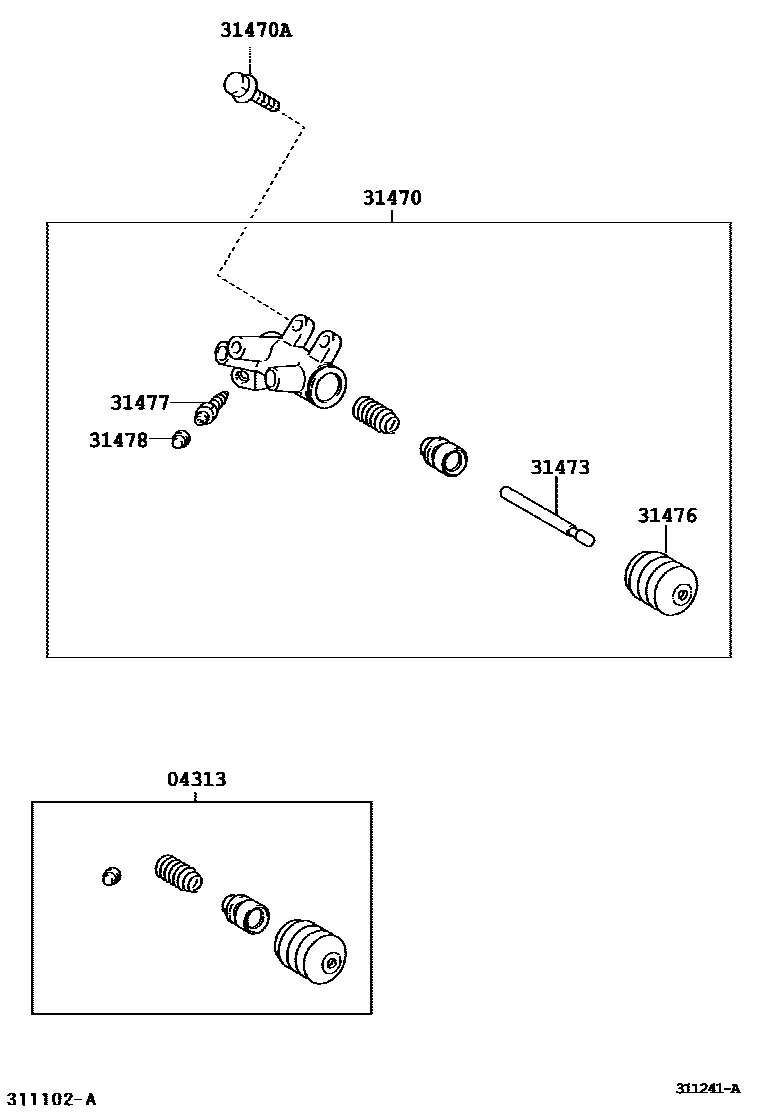 Toyota COROLLA 离合器分离缸 EPC diagram — 311241A