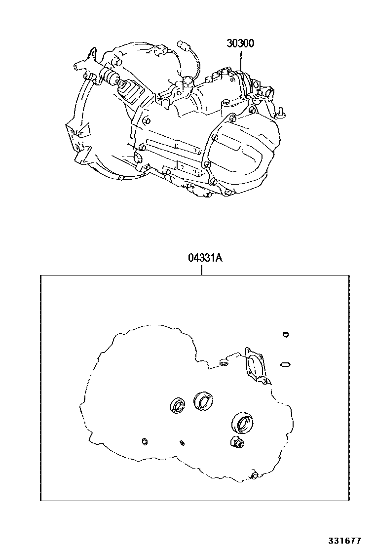 Toyota COROLLA 传动桥或变速器总成和衬垫组件(MTM) EPC diagram — 331677