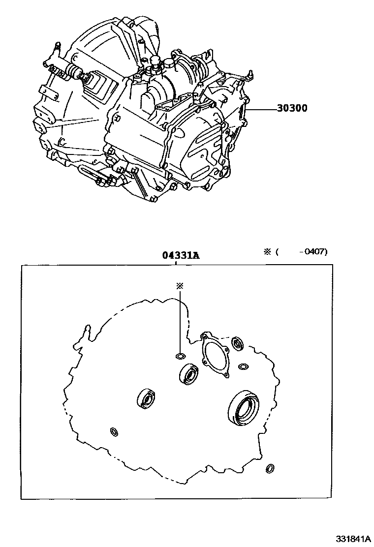 Toyota COROLLA 传动桥或变速器总成和衬垫组件(MTM) EPC diagram — 331841A