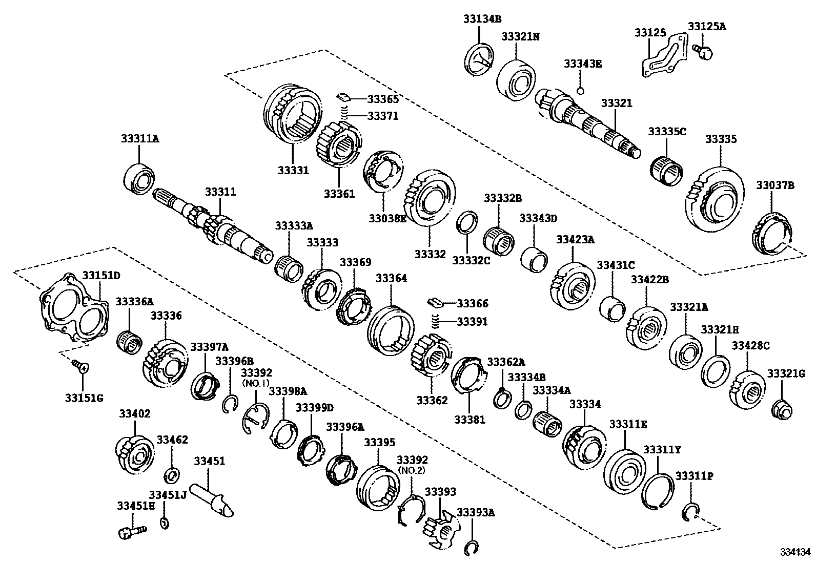 Toyota COROLLA 变速器齿轮(MTM) EPC diagram — 334134