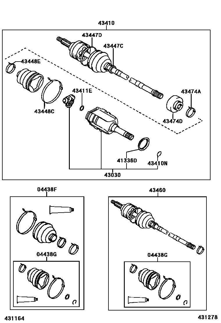 Toyota COROLLA Front Drive Shaft EPC diagram — 431278